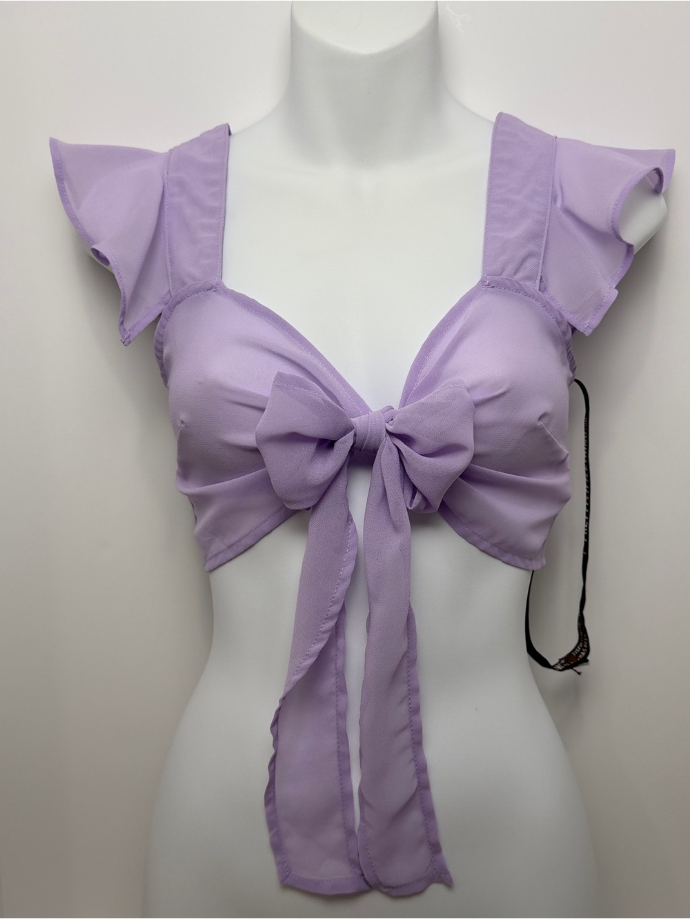 PrettyLittleThing Lilac Chiffon Tie Front Crop Top - NWT US 0